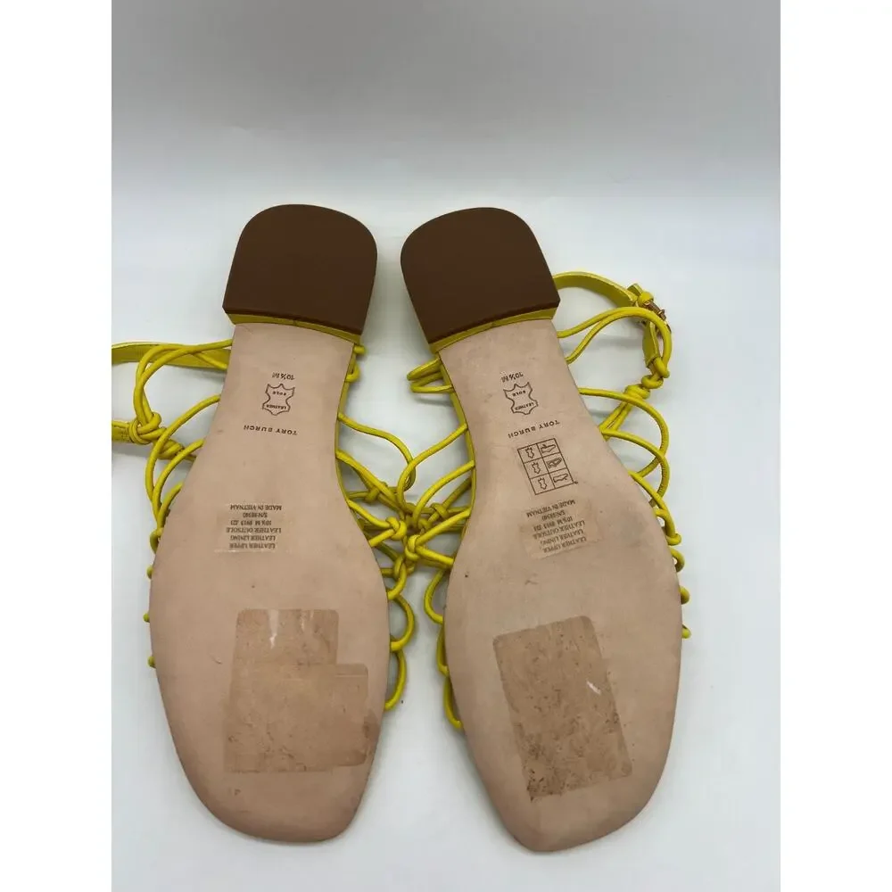 Tory Burch Barley There Knotted Flat Calendula Leather Sandals Size 10.5 NEW